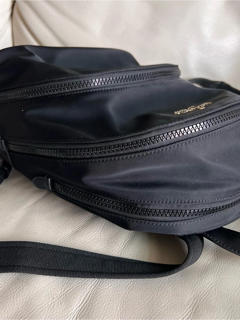kate spade Black Nylon Mini Backpack Silver Hardware Logo Lined Inner Pockets